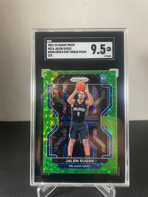 2021-22 Panini Prizm Jalen Suggs Rookie Fast Break Neon Green 2/5 - SGC 9.5