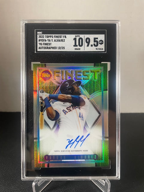 2022 Topps Finest Yordan Alvarez 95' Finest Auto 12/25 - SGC 10/9.5